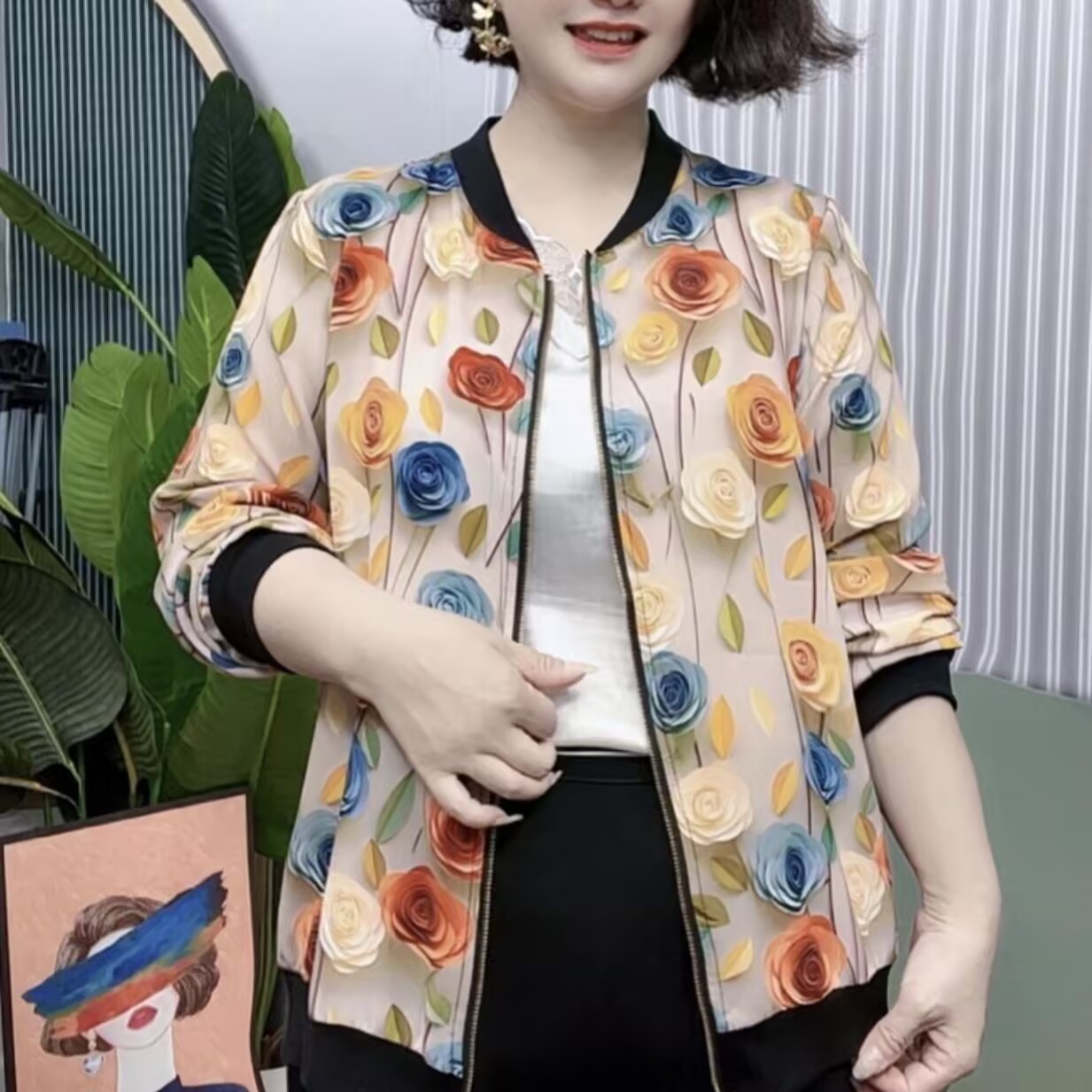 時尚印花外套