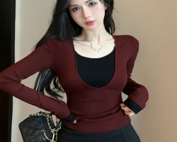 德絨假兩件長袖