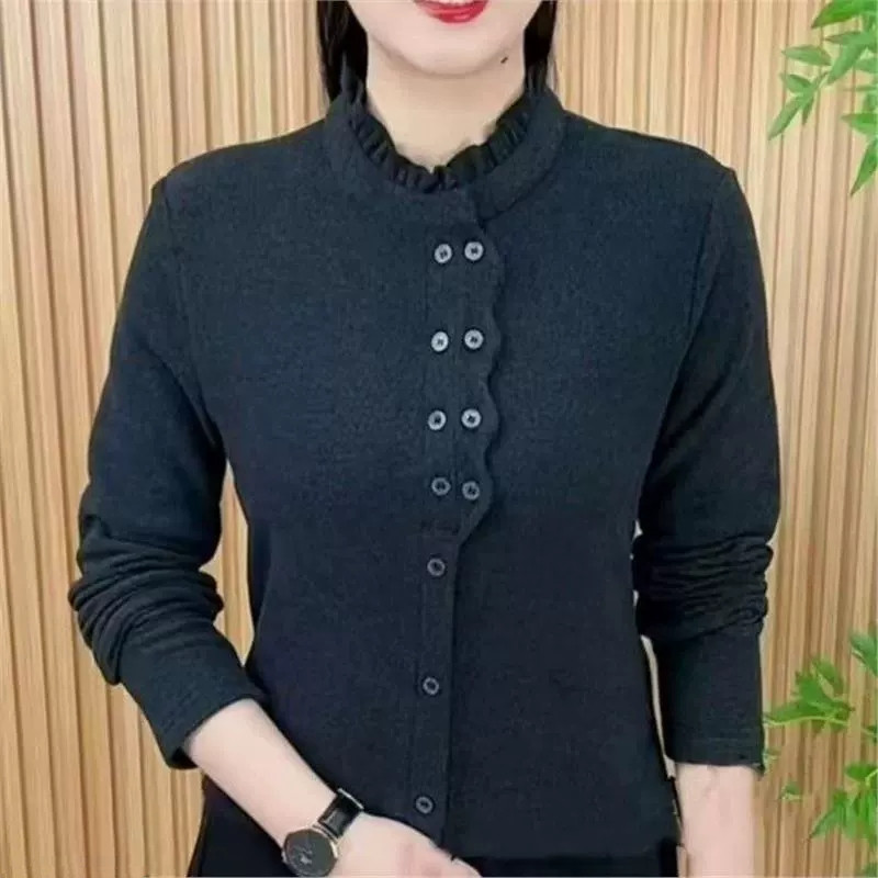 時尚花邊立領衫