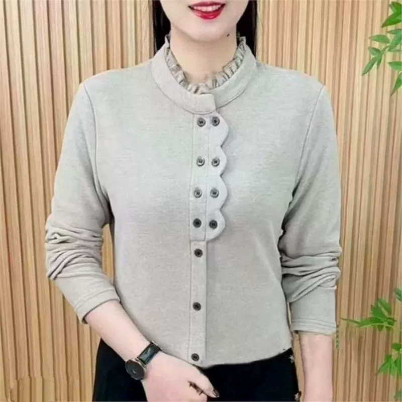 時尚花邊立領衫